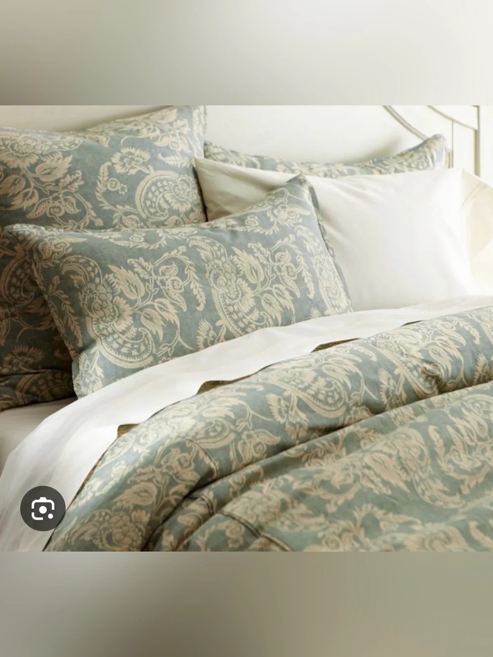 Pottery barn king Alessandra floral linen cotton duvet cover and shams